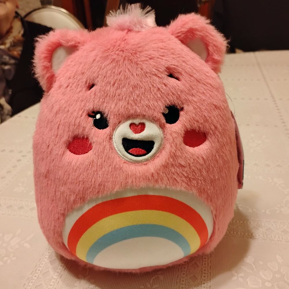 🆕 Squishmallows Fuzz Amallows 8” Inch Care Bears Cheer Bear Squishmallow